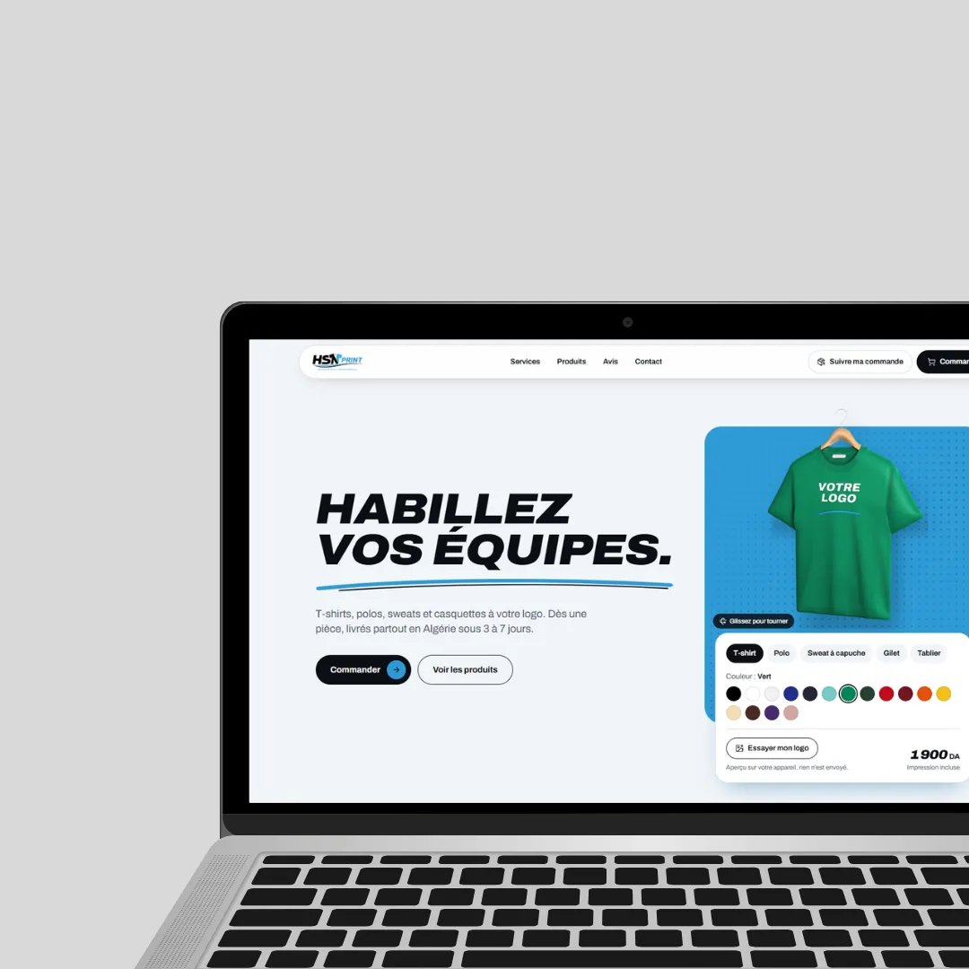 Site e-commerce pour HSN Print