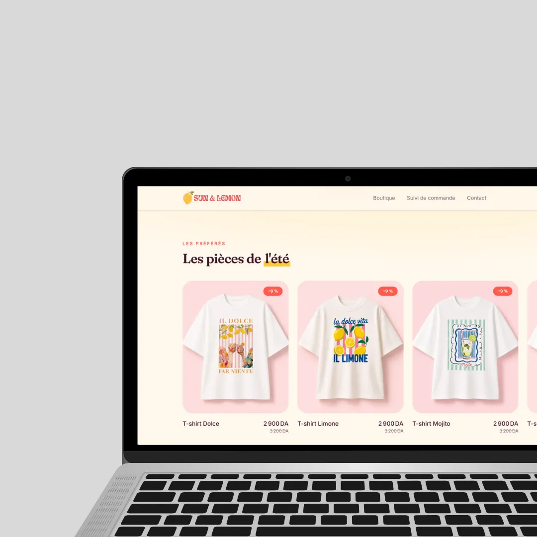 Site e-commerce pour Sun & Lemon